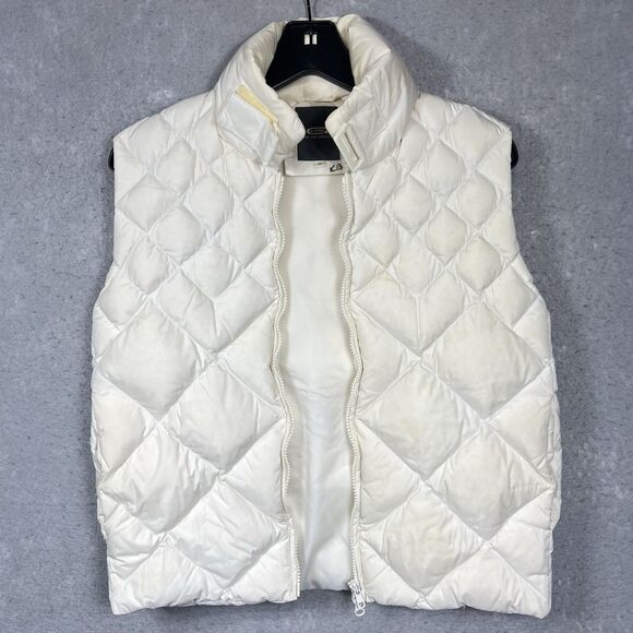 G-Star Raw Quilted Puffy Vest Jacket Women’s Medium Beige Winter Raw Denim 3304 - Picture 1 of 10